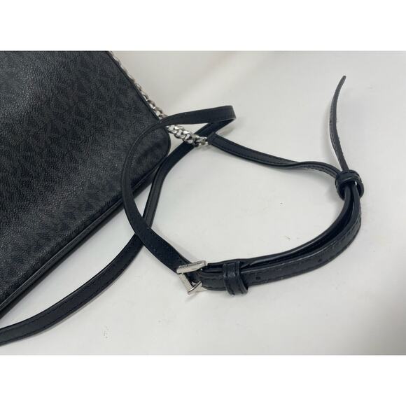 Michael Kors Jet Set Large East West Crossbody Bag Black Logo Saffiano - Picture 3 of 8